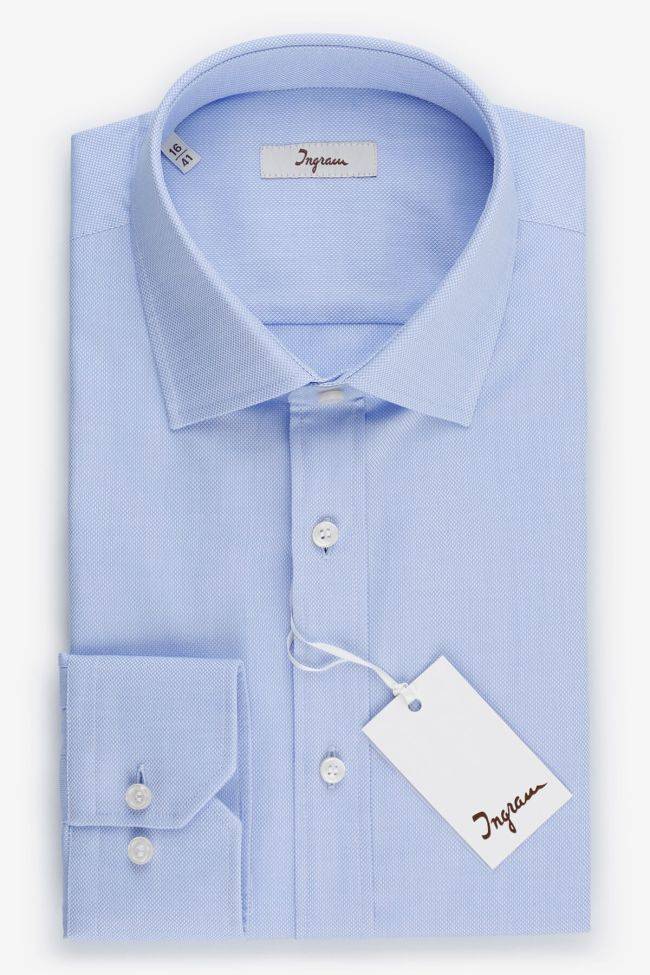 ingram Hemd Herren Ingram Classic Einfarbig 100% Baumwolle kragen Italienisch Lange Ärmel