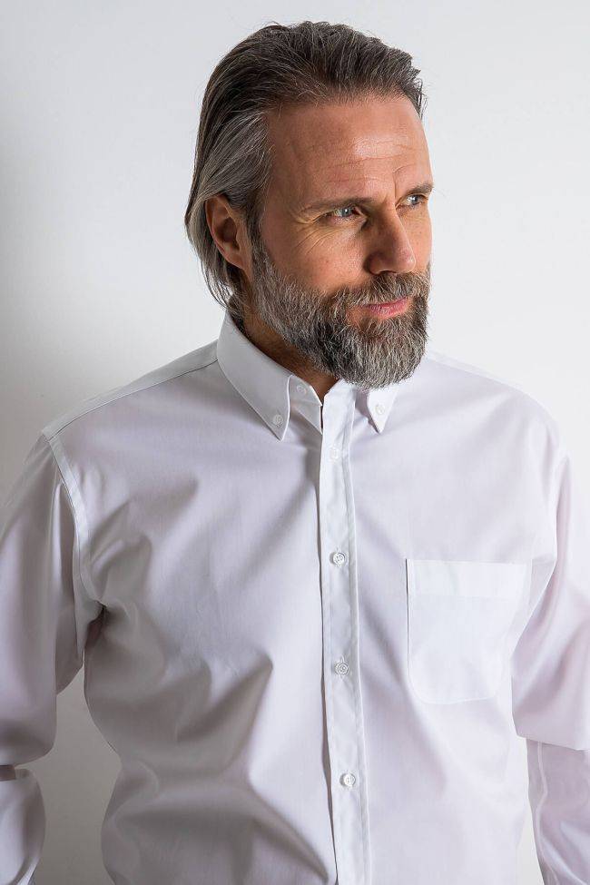 Ingram Hemd Herren Ingram Classic Einfarbig 100% Baumwolle Kragen Button-Down Lange Ärmel