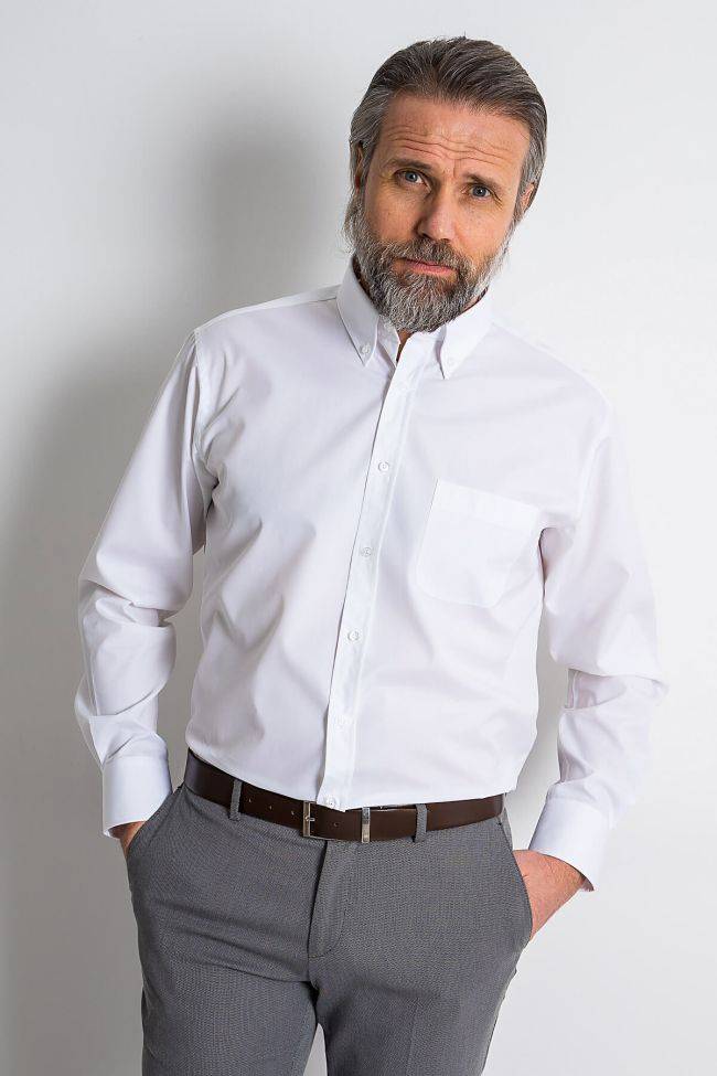 ingram Hemd Herren Ingram Classic Einfarbig 100% Baumwolle kragen Button-Down Lange Ärmel