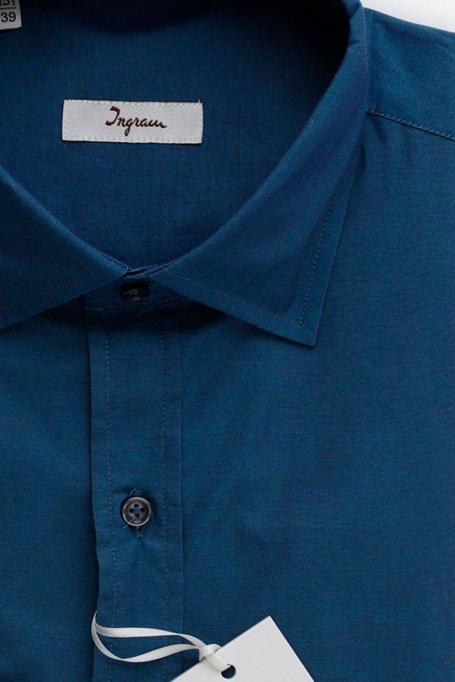 Ingram Hemd Herren Ingram Classic Einfarbig 100% Baumwolle Kragen Französisch Lange Ärmel