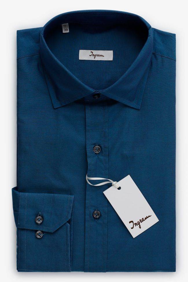 ingram Hemd Herren Ingram Classic Einfarbig 100% Baumwolle kragen Französisch Lange Ärmel