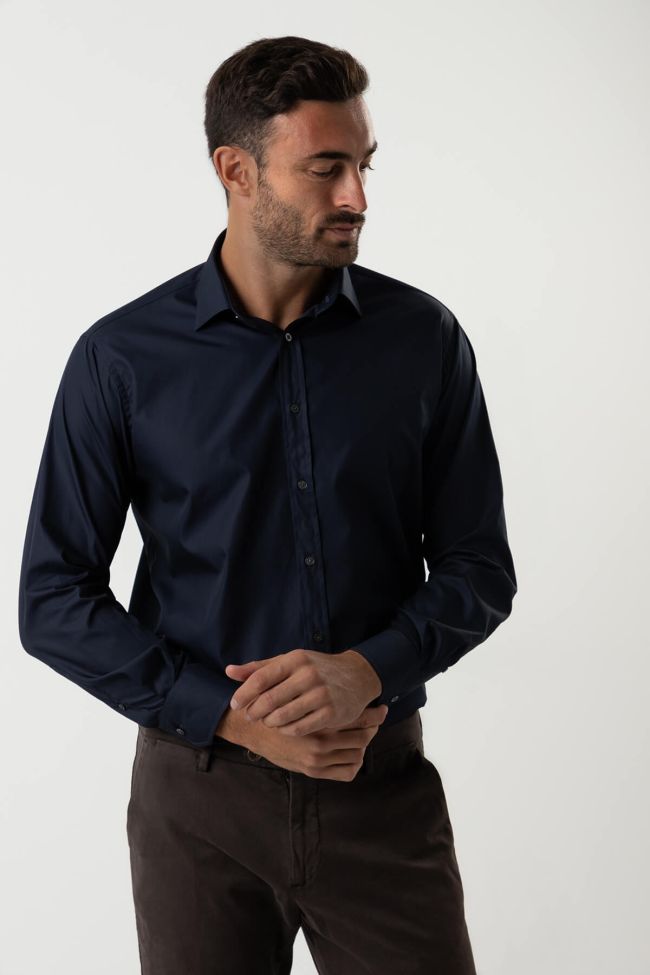 ingram Hemd Herren Ingram Classic Einfarbig 100% Baumwolle kragen Italienisch Lange Ärmel