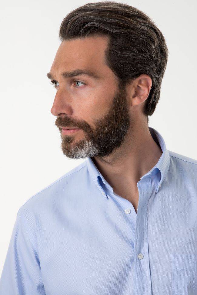 Ingram Hemd Herren Ingram Classic Einfarbig 100% Baumwolle Kragen Button-Down Lange Ärmel