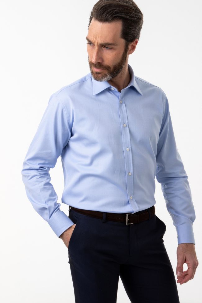 Ingram Hemd Herren Ingram Classic Einfarbig 100% Baumwolle Kragen Italienisch Lange Ärmel