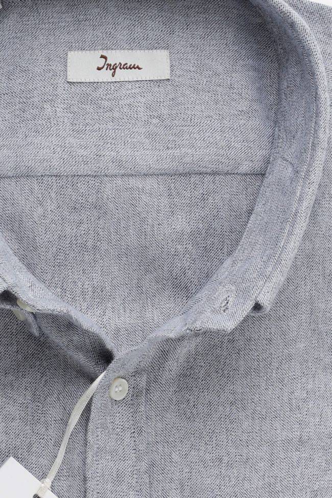 Ingram Hemd Herren Ingram Classic Einfarbig 100% Baumwolle Kragen Button-Down Lange Ärmel