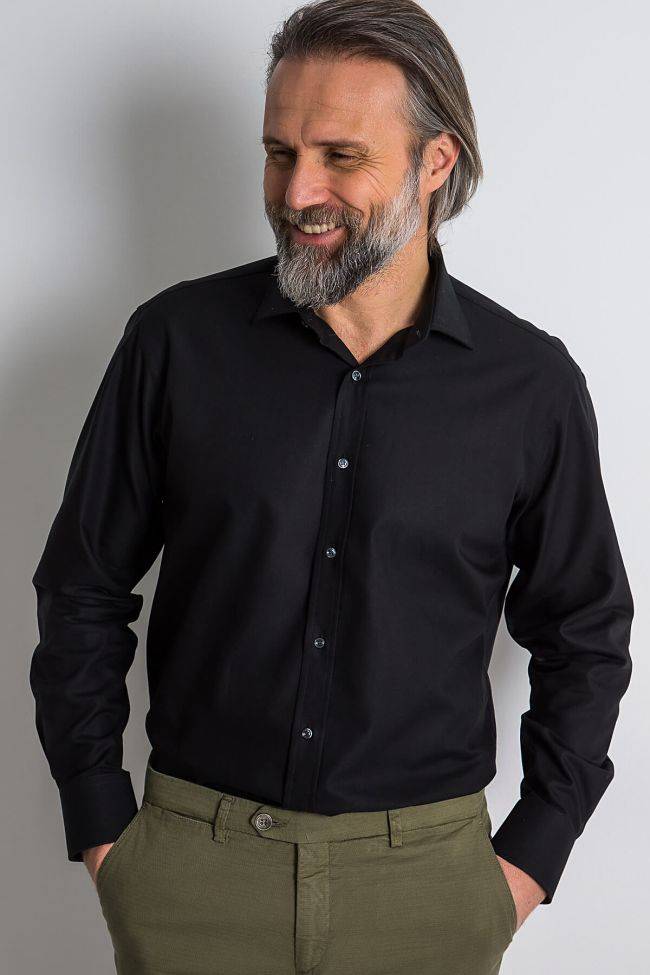 ingram Hemd Herren Ingram Classic Einfarbig 100% Baumwolle kragen Italienisch Lange Ärmel