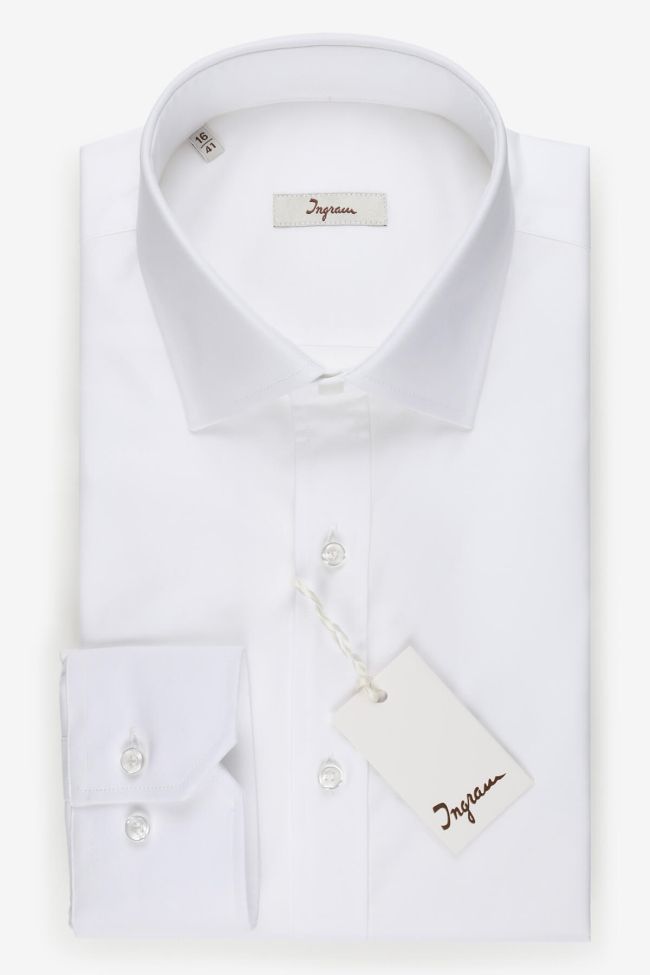 ingram Hemd Herren Ingram Classic Einfarbig 97% Baumwolle 3% elastan kragen Italienisch Lange Ärmel