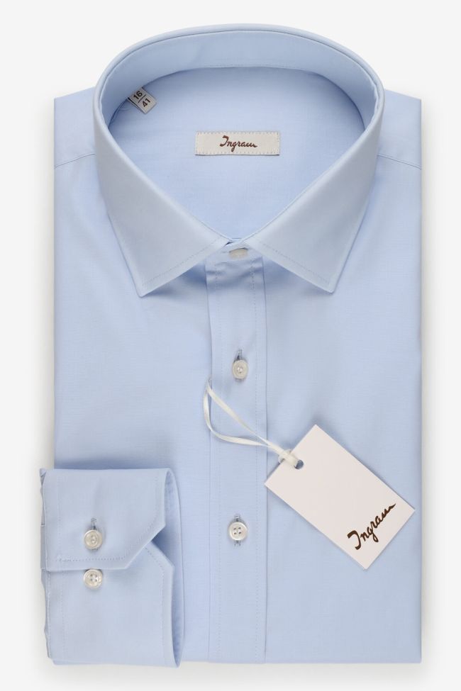 ingram Hemd Herren Ingram Classic Einfarbig 97% Baumwolle 3% elastan kragen Italienisch Lange Ärmel