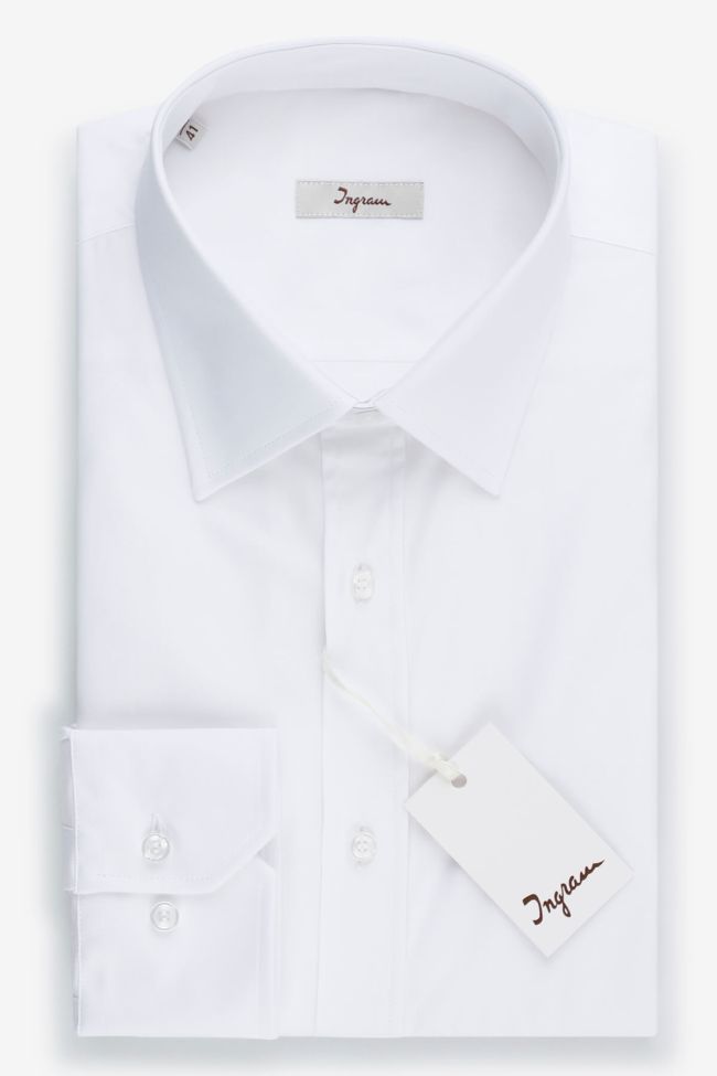 ingram Hemd Herren Ingram Classic Einfarbig 97% Baumwolle 3% elastan kragen Italienisch Lange Ärmel