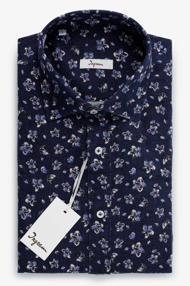 Ingram Hemd Herren Ingram Classic Muster 55% Silk 45 % Linen Kragen Französisch Lange Ärmel