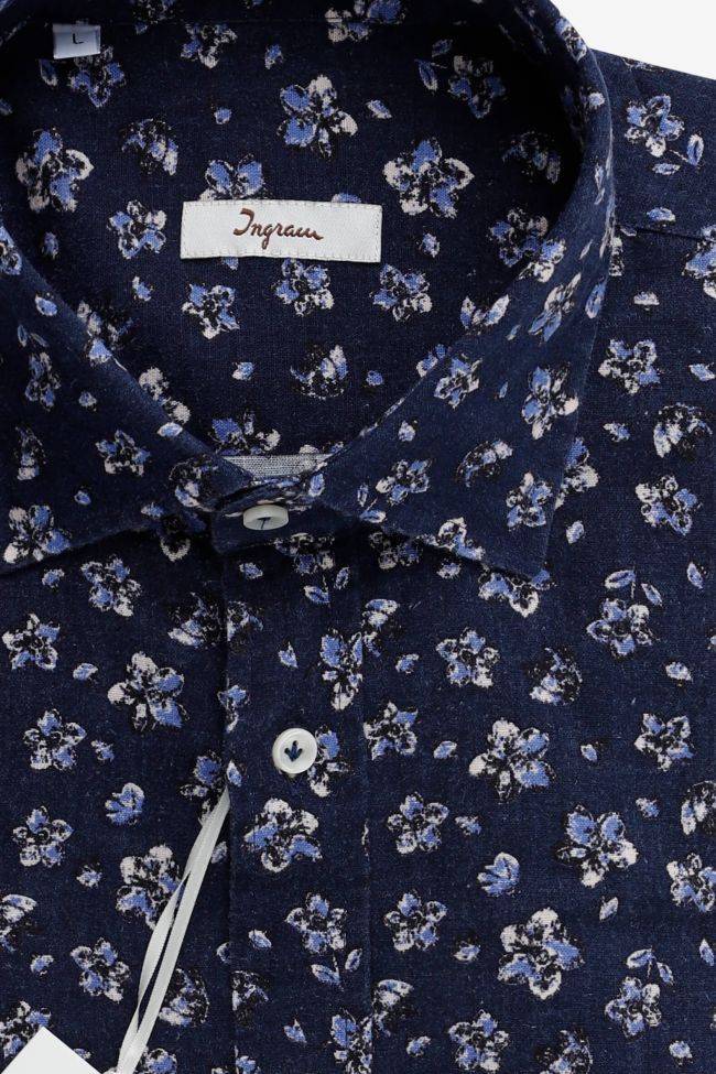 ingram Hemd Herren Ingram Classic Muster 55% Silk 45 % Linen kragen Französisch Lange Ärmel