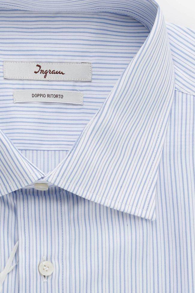 Ingram Hemd Herren Ingram Classic Streifen 100% Baumwolle Kragen Italienisch Lange Ärmel