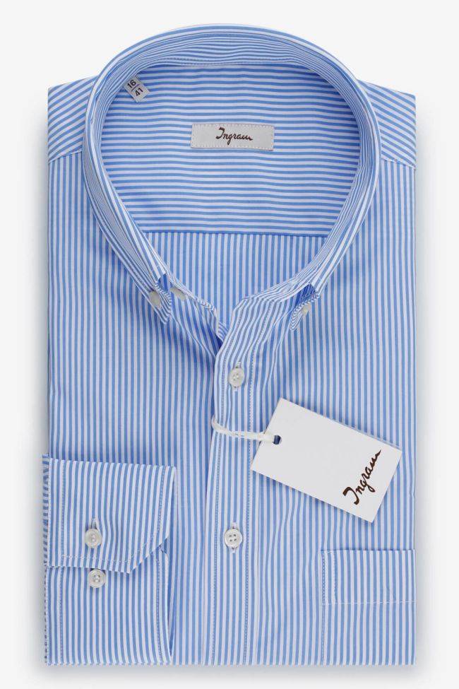 ingram Hemd Herren Ingram Classic Streifen 100% Baumwolle kragen Button-Down Lange Ärmel