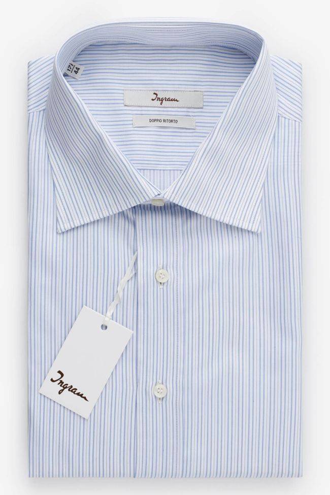 ingram Hemd Herren Ingram Classic Streifen 100% Baumwolle kragen Italienisch Lange Ärmel