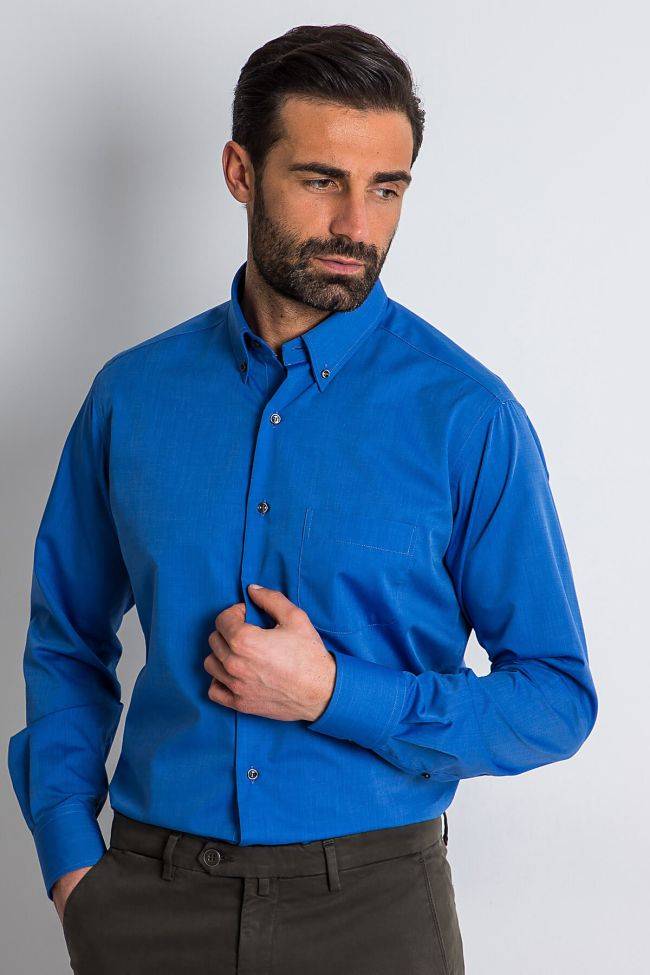 Ingram Hemd Herren Ingram Regular Bügelfreie Einfarbig 100% Baumwolle Kragen Button-Down Lange Ärmel