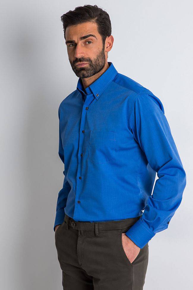 Ingram Hemd Herren Ingram Regular Bügelfreie Einfarbig 100% Baumwolle Kragen Button-Down Lange Ärmel