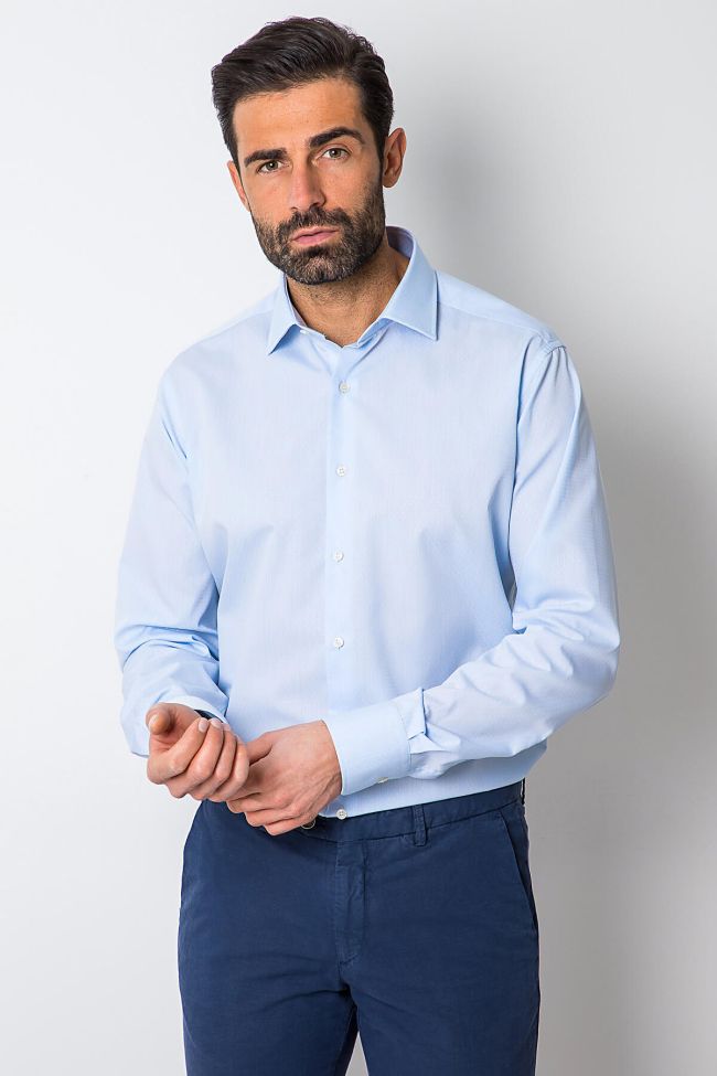 Ingram Hemd Herren Ingram Regular Bügelfreie Halb Unifarben 100% Baumwolle Kragen Italienisch Lange Ärmel