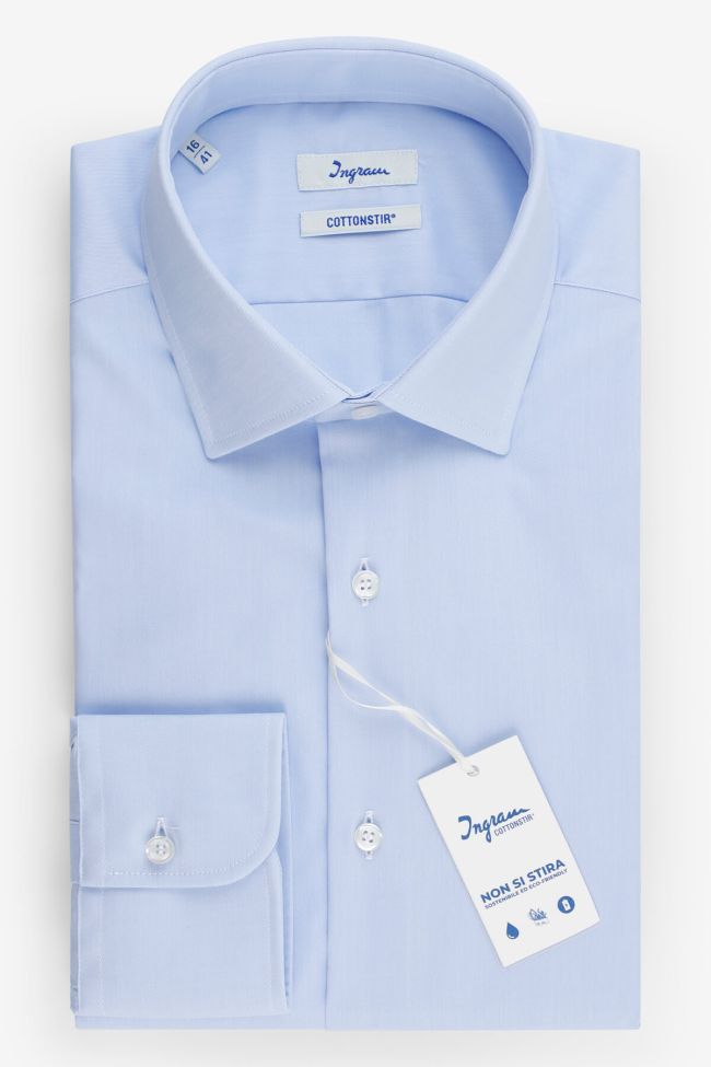 ingram Hemd Herren Ingram Regular Bügelfreie Halb Unifarben 100% Baumwolle kragen Französisch Lange Ärmel