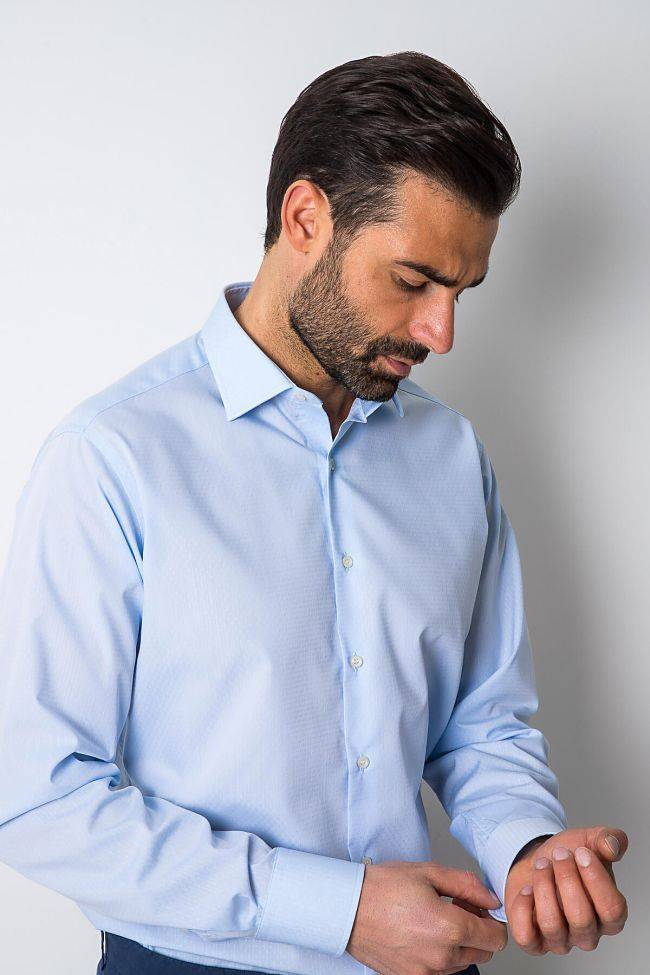 ingram Hemd Herren Ingram Regular Bügelfreie Halb Unifarben 100% Baumwolle kragen Italienisch Lange Ärmel