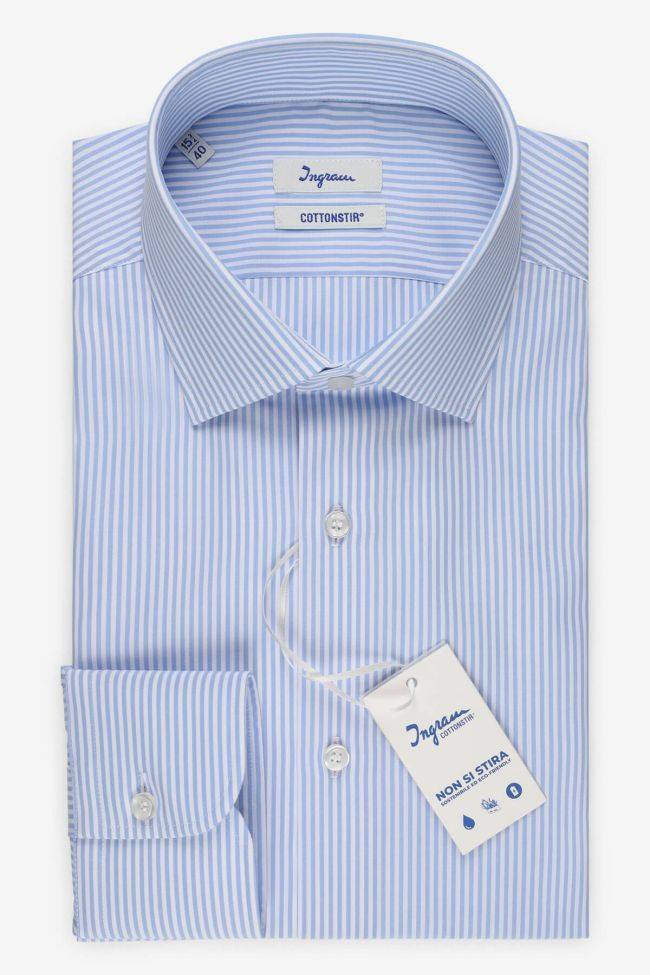 ingram Hemd Herren Ingram Regular Bügelfreie Streifen 100% Baumwolle kragen Französisch Lange Ärmel