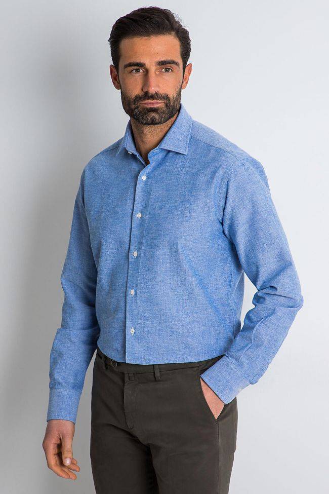 Ingram Hemd Herren Ingram Regular Einfarbig 100% Baumwolle Kragen Italienisch Lange Ärmel