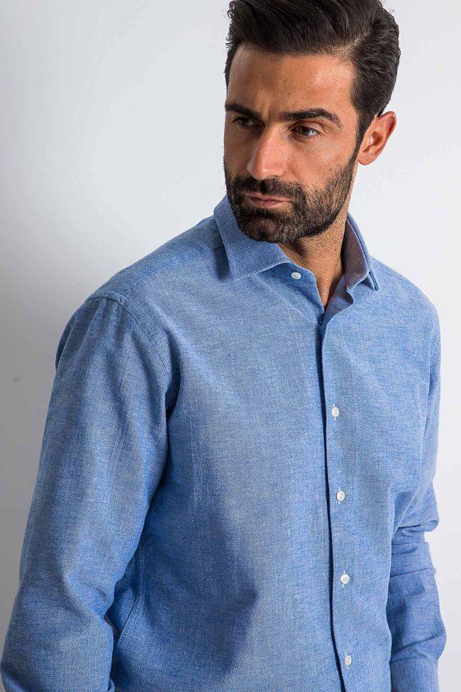 ingram Hemd Herren Ingram Regular Einfarbig 100% Baumwolle kragen Italienisch Lange Ärmel