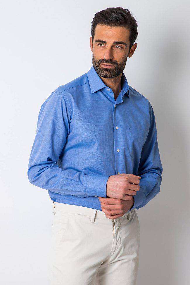 Ingram Hemd Herren Ingram Regular Einfarbig 100% Baumwolle Kragen Italienisch Lange Ärmel