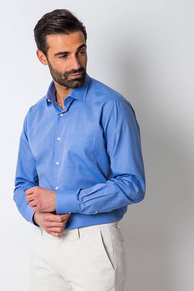 Ingram Hemd Herren Ingram Regular Einfarbig 100% Baumwolle Kragen Italienisch Lange Ärmel