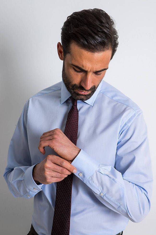 ingram Hemd Herren Ingram Regular Einfarbig 100% Baumwolle kragen Italienisch Lange Ärmel