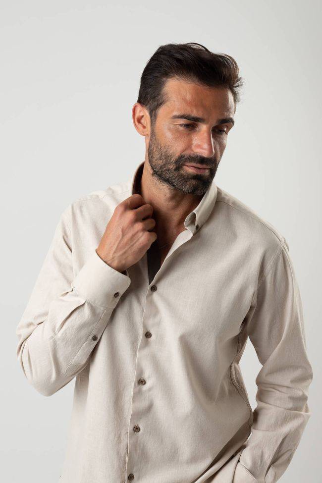 Ingram Hemd Herren Ingram Regular Einfarbig 100% Baumwolle Kragen Button-Down Lange Ärmel