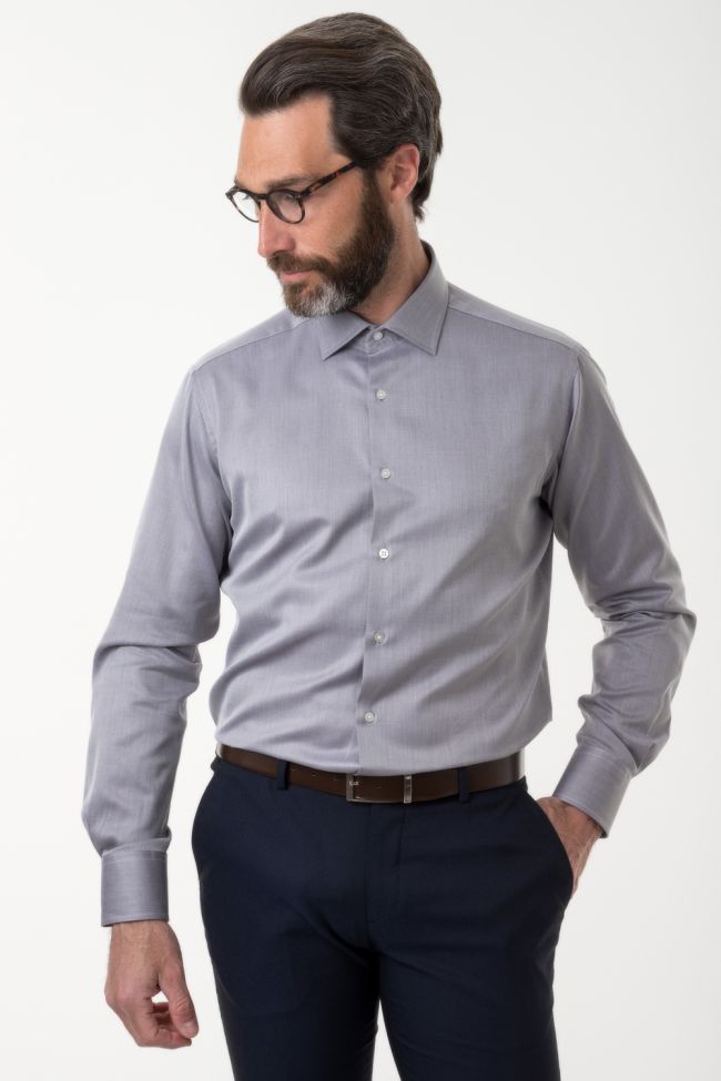 Ingram Hemd Herren Ingram Regular Einfarbig 100% Baumwolle Kragen Italienisch Lange Ärmel