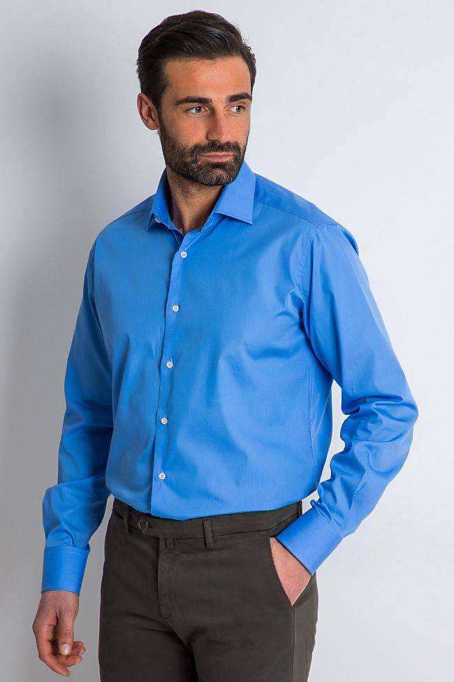 Ingram Hemd Herren Ingram Regular Einfarbig 100% Baumwolle Kragen Italienisch Lange Ärmel