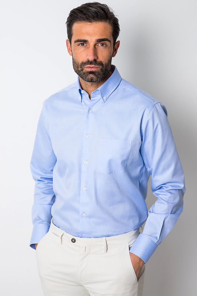 Ingram Hemd Herren Ingram Regular Einfarbig 100% Baumwolle Kragen Button-Down Lange Ärmel