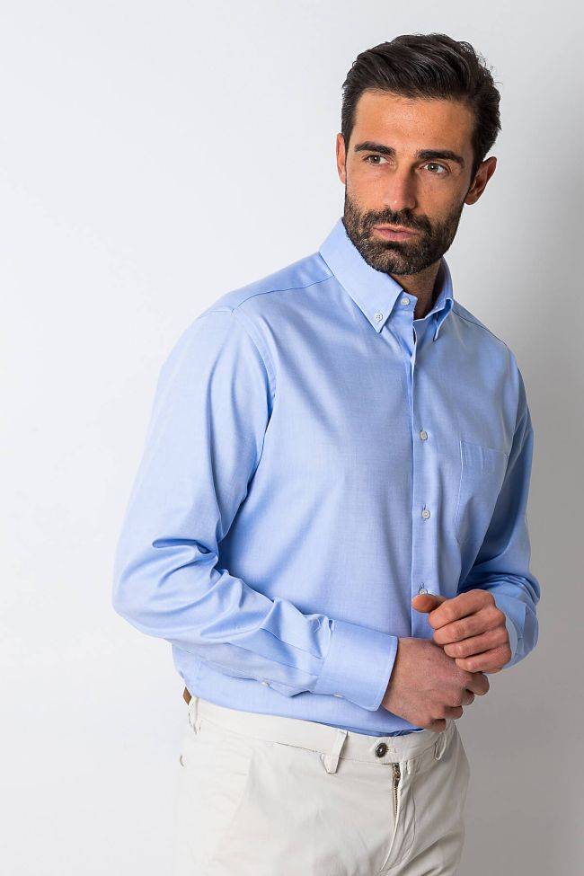 ingram Hemd Herren Ingram Regular Einfarbig 100% Baumwolle kragen Button-Down Lange Ärmel