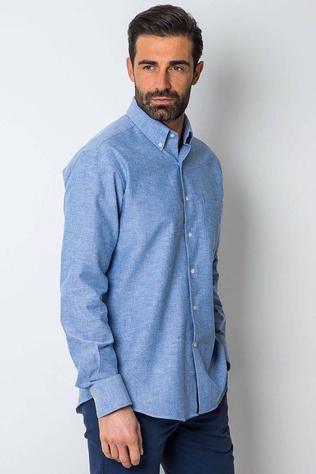 Ingram Hemd Herren Ingram Regular Einfarbig 100% Baumwolle Kragen Button-Down Lange Ärmel