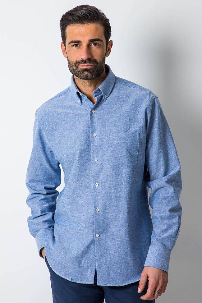 ingram Hemd Herren Ingram Regular Einfarbig 100% Baumwolle kragen Button-Down Lange Ärmel