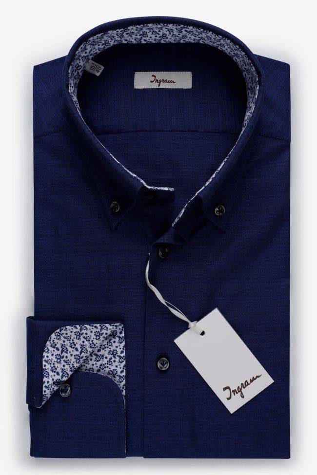 ingram Hemd Herren Ingram Regular Einfarbig 100% Baumwolle kragen Button-Down Lange Ärmel