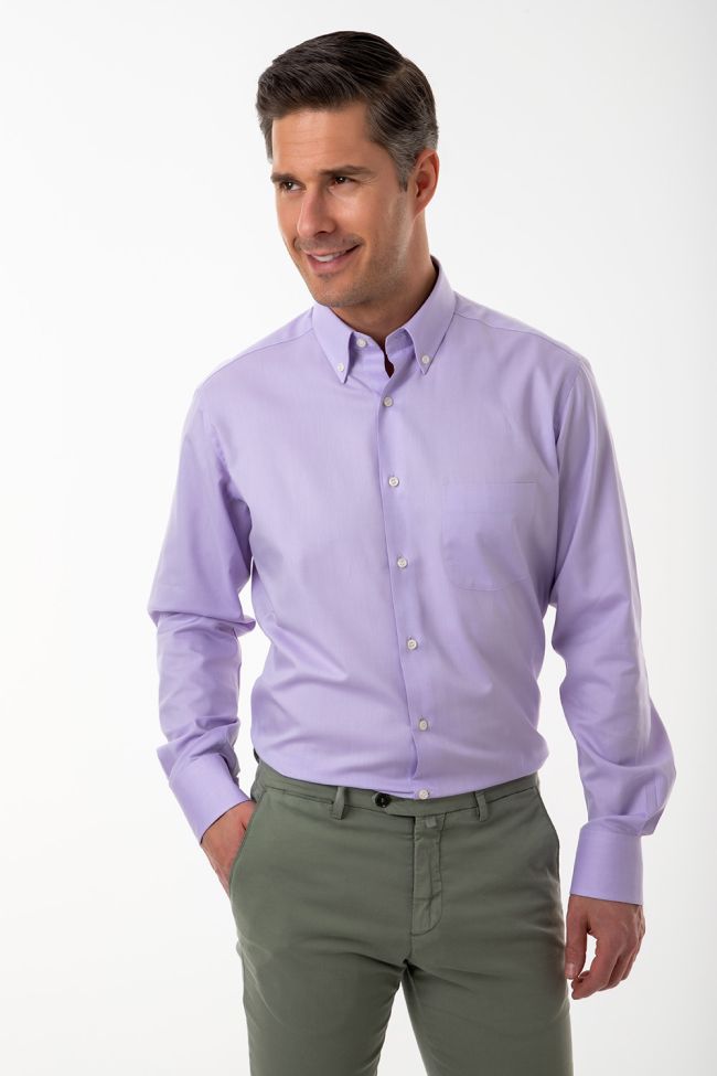 ingram Hemd Herren Ingram Regular Einfarbig 100% Baumwolle kragen Button-Down Lange Ärmel