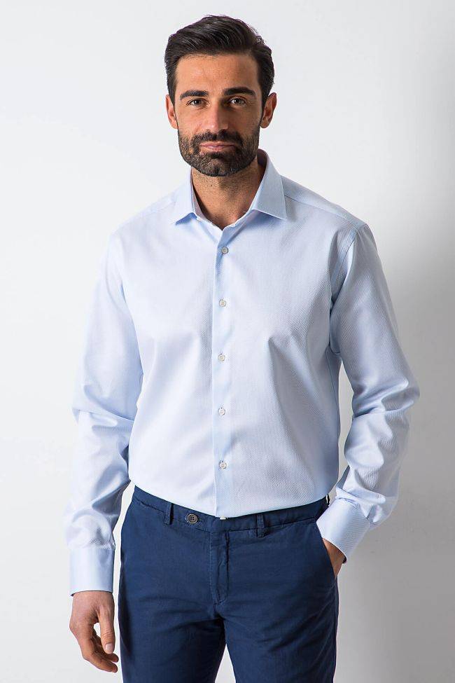 Ingram Hemd Herren Ingram Regular Einfarbig 100% Baumwolle Kragen Italienisch Lange Ärmel