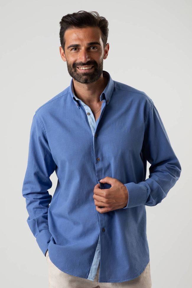 Ingram Hemd Herren Ingram Regular Einfarbig 100% Baumwolle Kragen Button-Down Lange Ärmel
