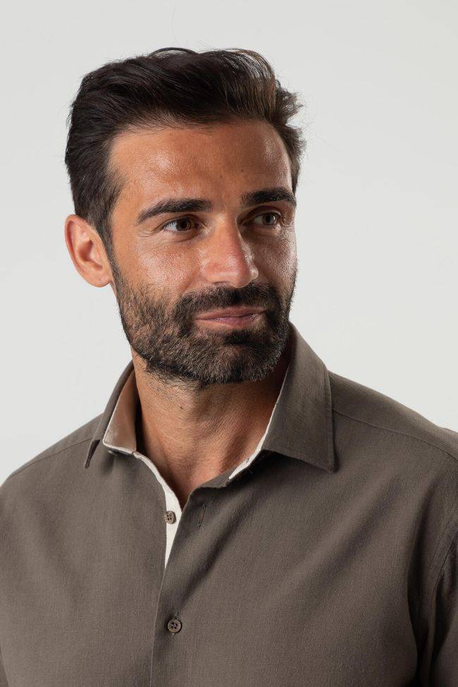 Ingram Hemd Herren Ingram Regular Einfarbig 100% Baumwolle Kragen Italienisch Lange Ärmel