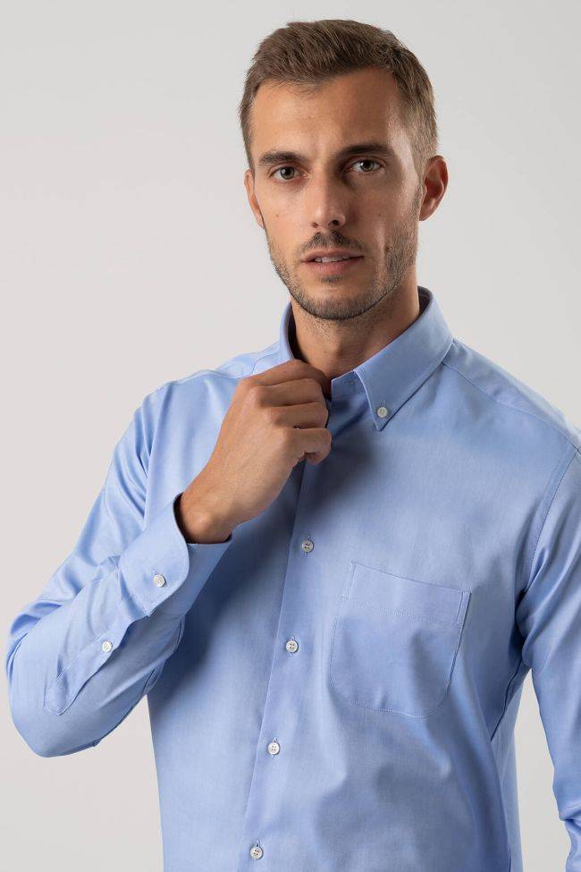 Ingram Hemd Herren Ingram Regular Einfarbig 100% Baumwolle Kragen Button-Down Lange Ärmel