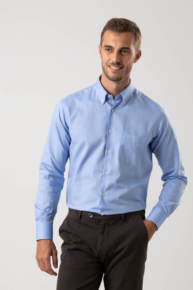ingram Hemd Herren Ingram Regular Einfarbig 100% Baumwolle kragen Button-Down Lange Ärmel