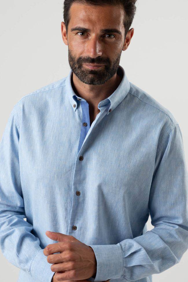 Ingram Hemd Herren Ingram Regular Einfarbig 100% Baumwolle Kragen Button-Down Lange Ärmel