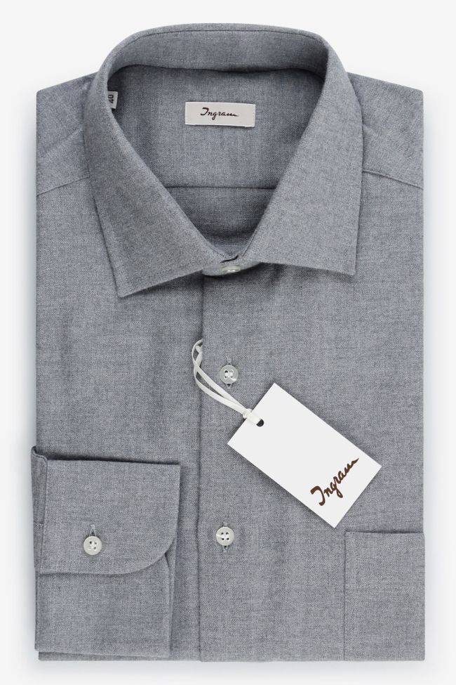 ingram Hemd Herren Ingram Regular Einfarbig 100% winter cotton kragen Italienisch Lange Ärmel
