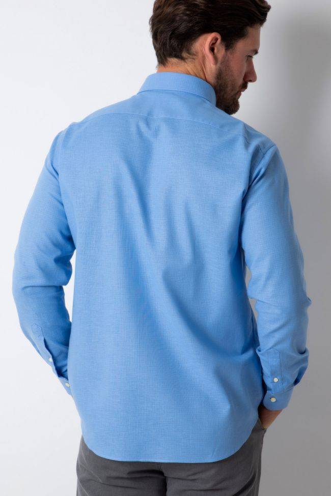 Ingram Hemd Herren Ingram Regular Einfarbig 80% Baumwolle 20% Leinen Kragen Button-Down Lange Ärmel