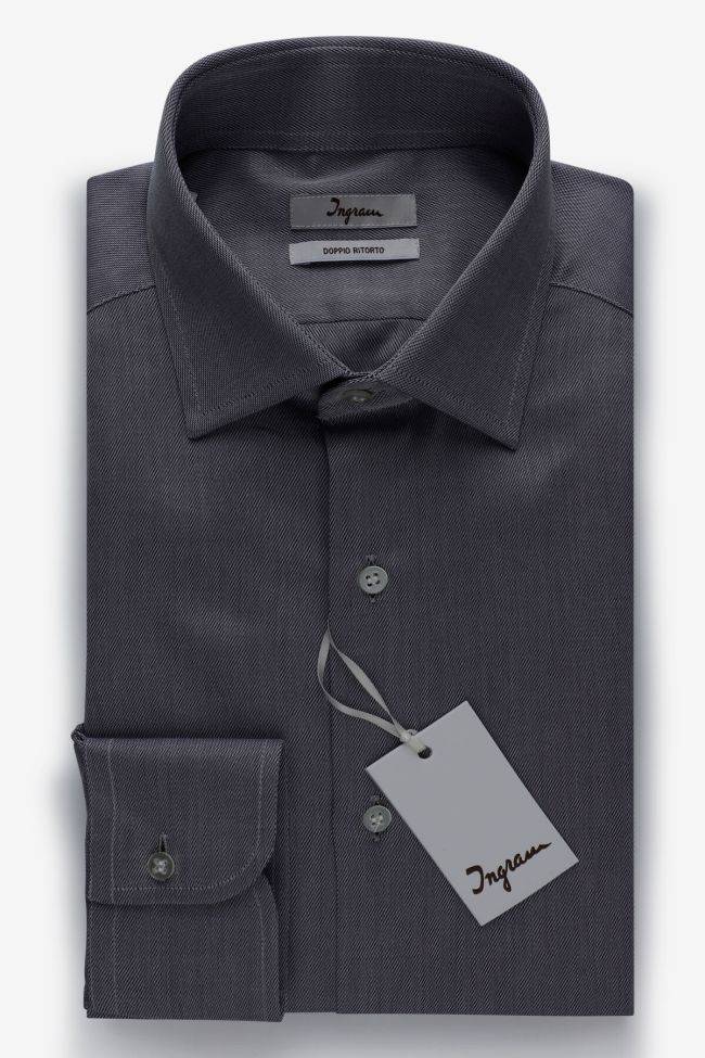 ingram Hemd Herren Ingram Regular Halb Unifarben 100% Baumwolle kragen Französisch Lange Ärmel