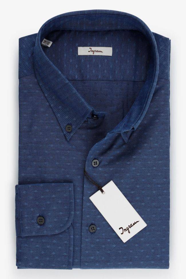 ingram Hemd Herren Ingram Regular Halb Unifarben 100% Baumwolle kragen Button-Down Lange Ärmel