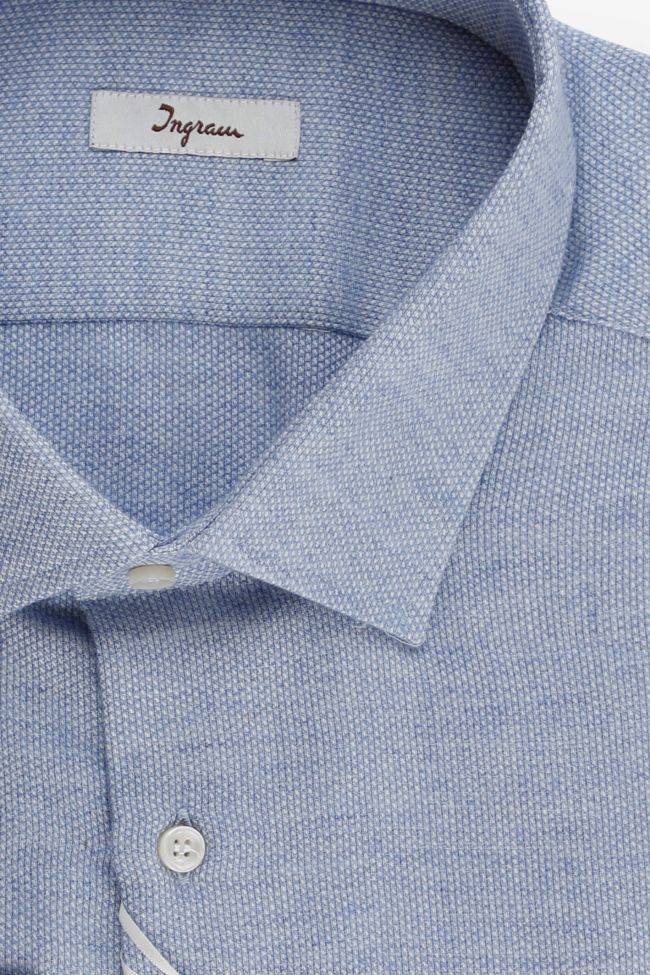 Ingram Hemd Herren Ingram Regular Halb Unifarben 60% Cotton 40% Wool Kragen Italienisch Lange Ärmel