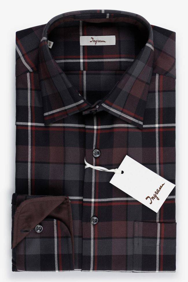 ingram Hemd Herren Ingram Regular Karo 100% Baumwolle kragen Italienisch Lange Ärmel